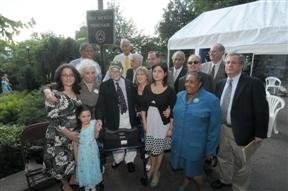 Stan Michels, friends and family at naming ceremony