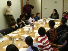 Kids at conference room table