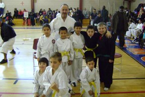 Martial Arts Hall of Fame member Hiram Diaz with his students.