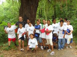 Members of Hunt’s Point Recreation Center on a Bronx River sketching trip.