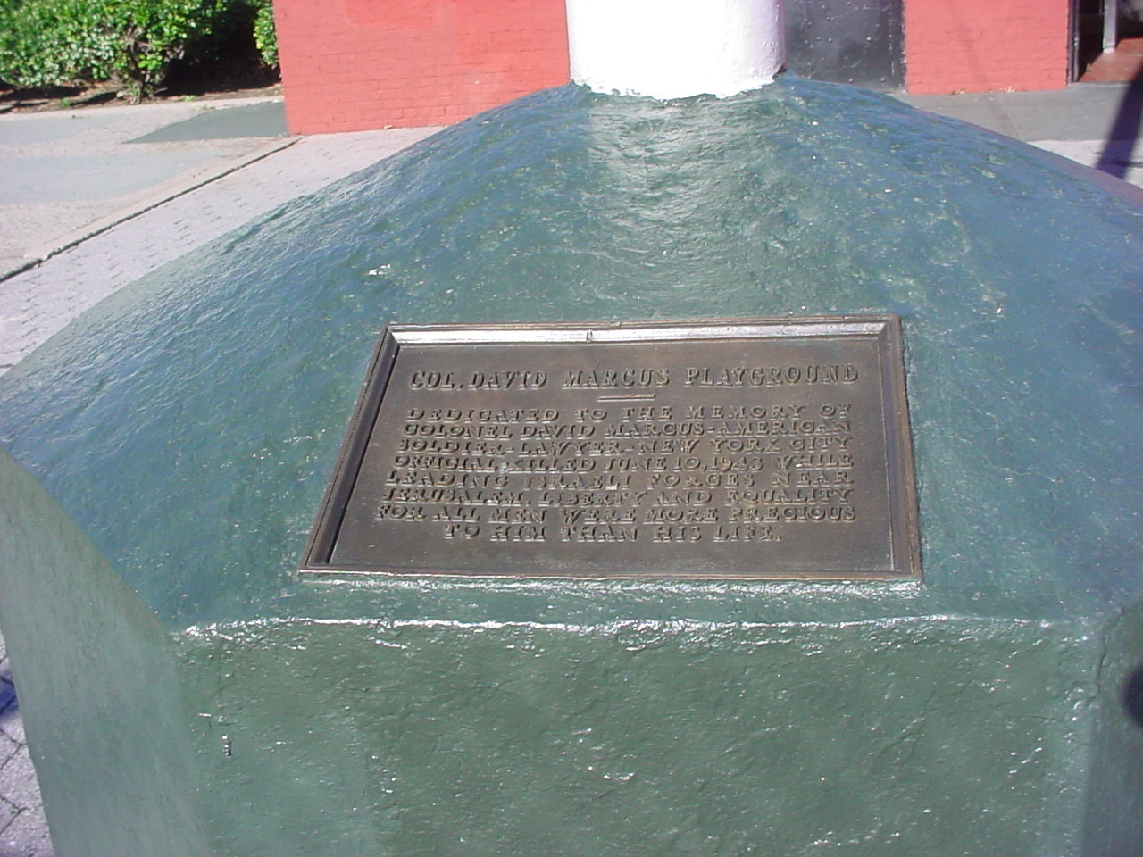 Colonel David Marcus Memorial Playground Plaque