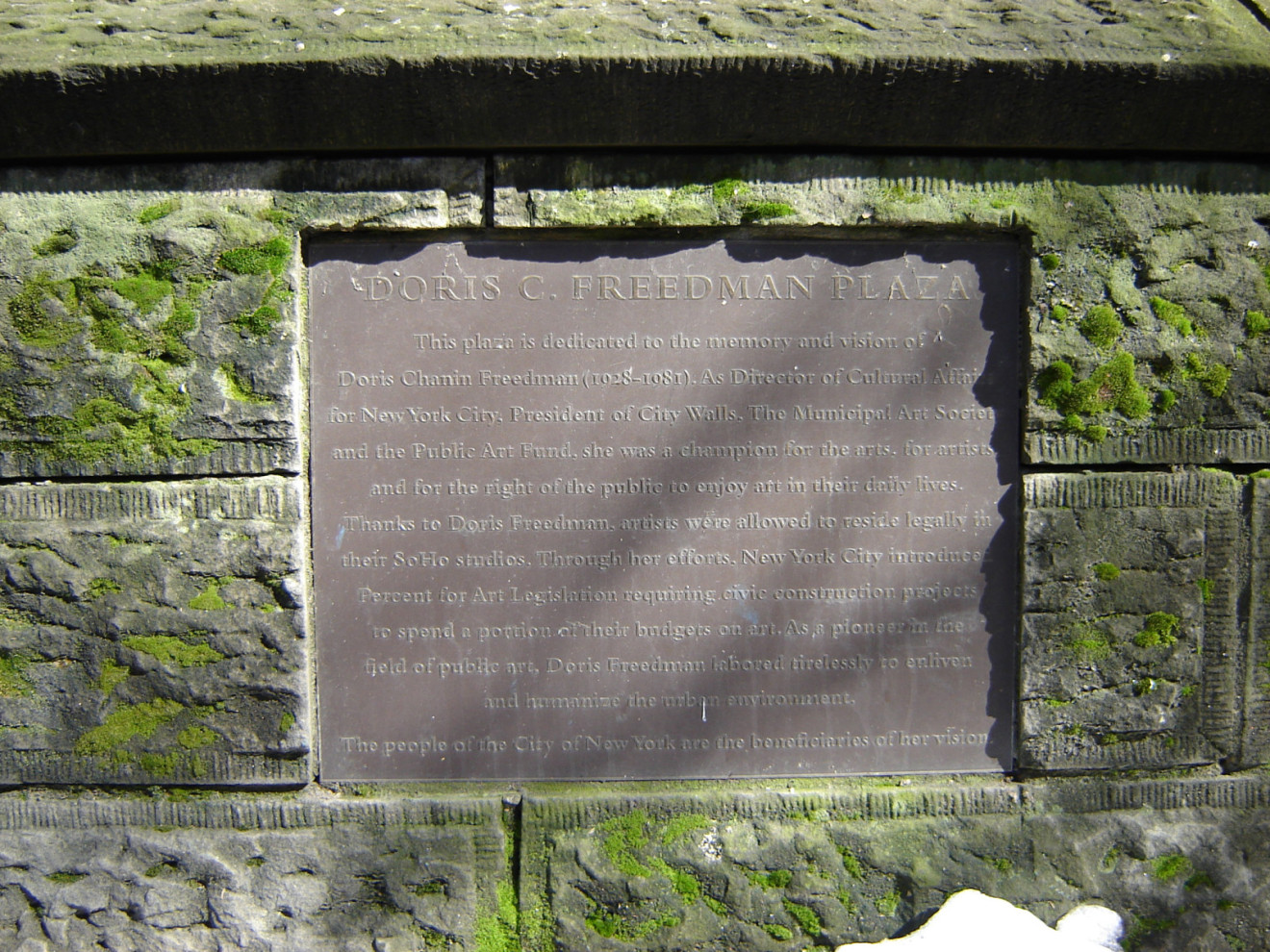 Doris C. Freedman Plaza Plaque