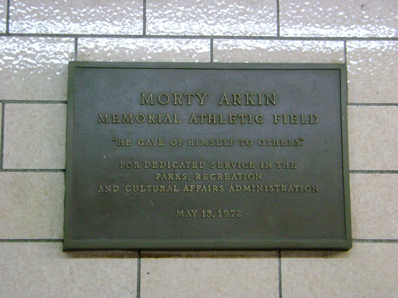 Morty Arkin Memorial Plaque