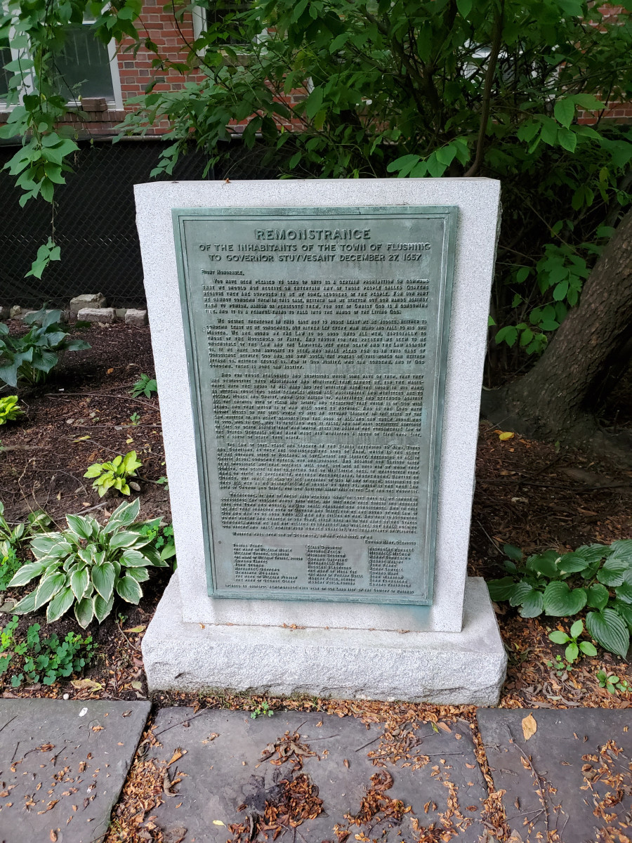 Flushing Remonstrance Plaque