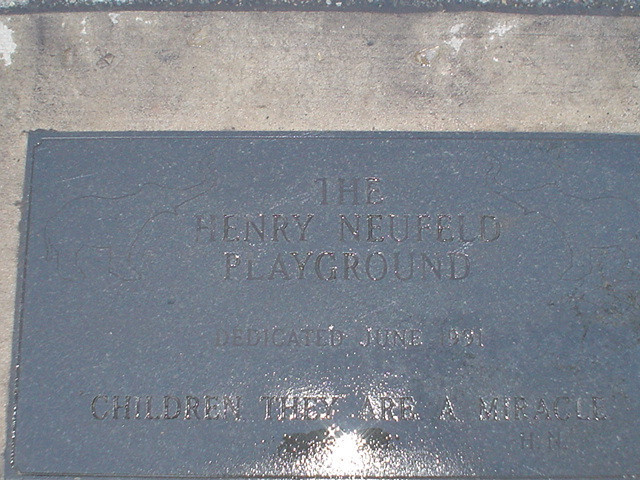 Henry Neufeld Playground Plaque