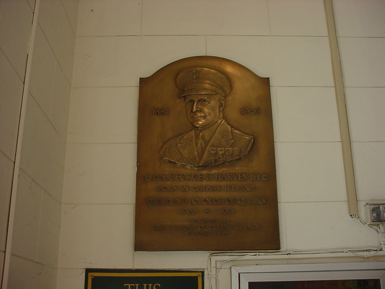 Lieutenant Colonel George U. Harvey Memorial Plaque