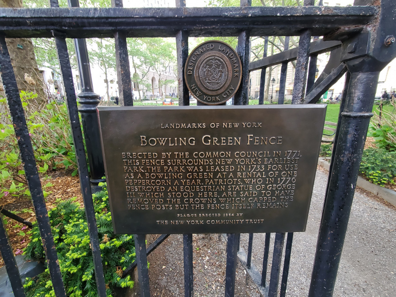 Bowling Green Fence Plaque