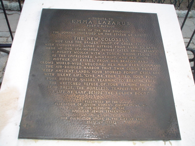 Emma Lazarus Memorial Plaque