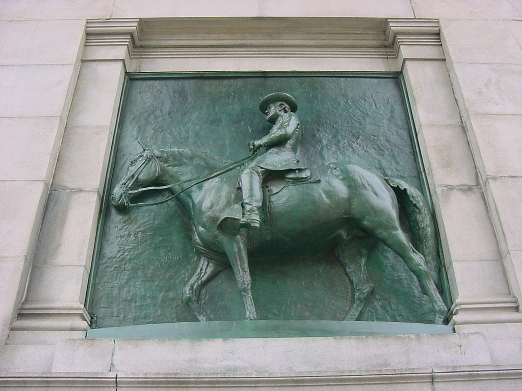 Equestrian figure in high relief