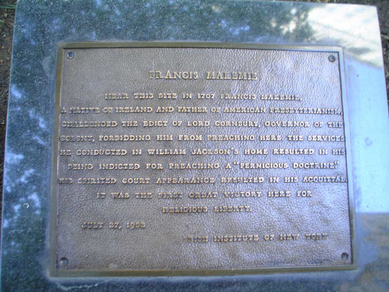 Plaque on plinth