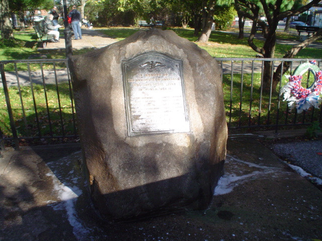 Plaque mounted on boulder