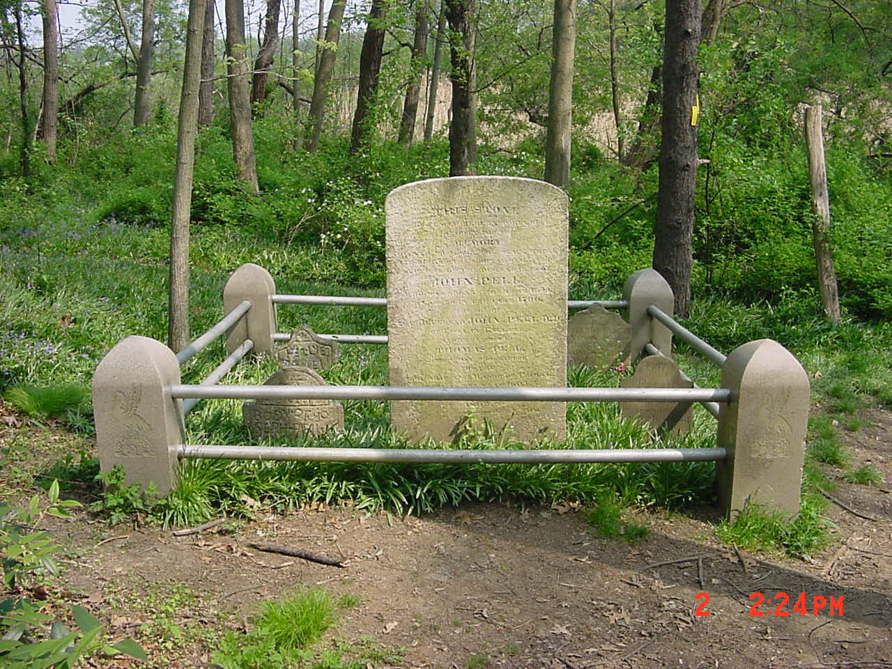 4 granite posts, 7 gravestones