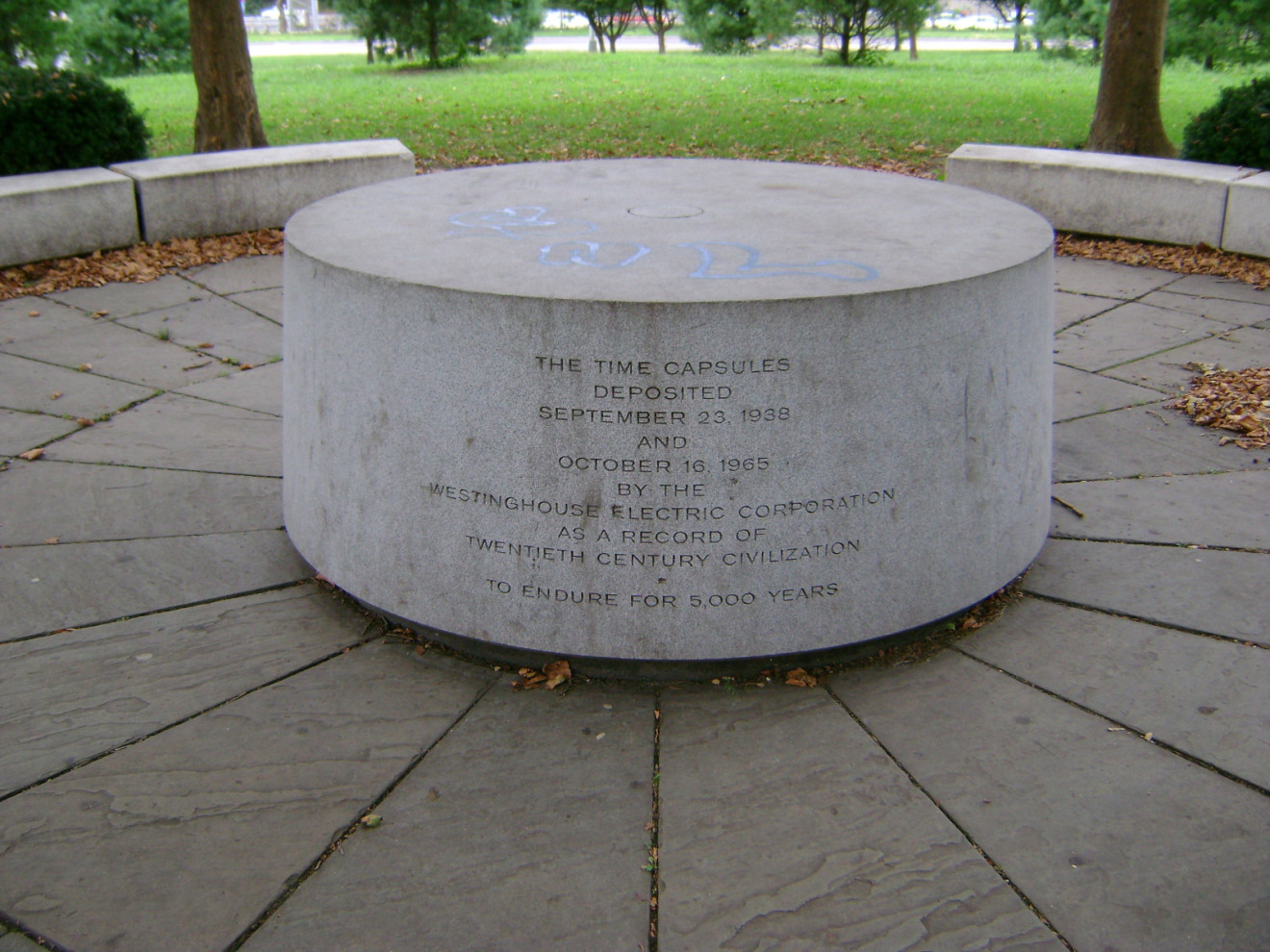 Large round granite marker