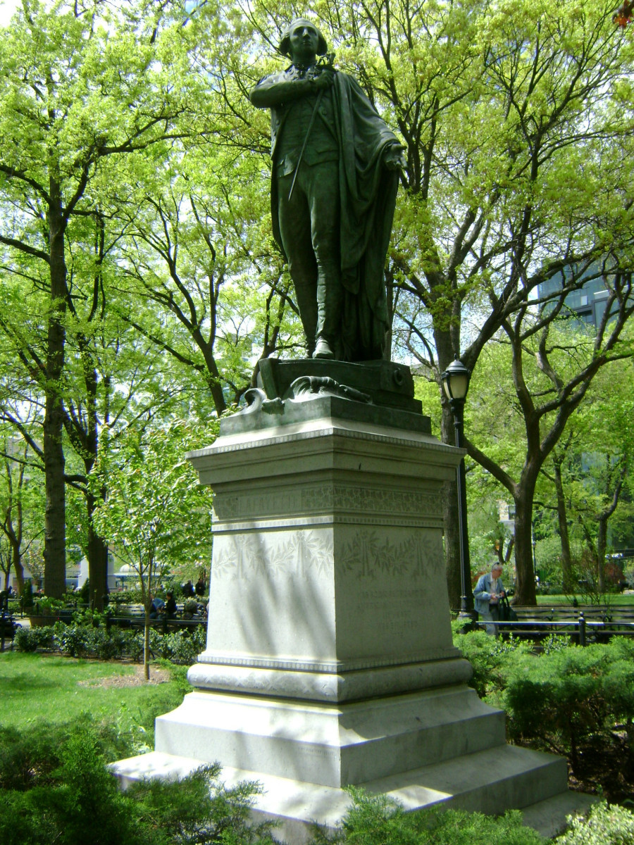 Portrait statue on pedestal