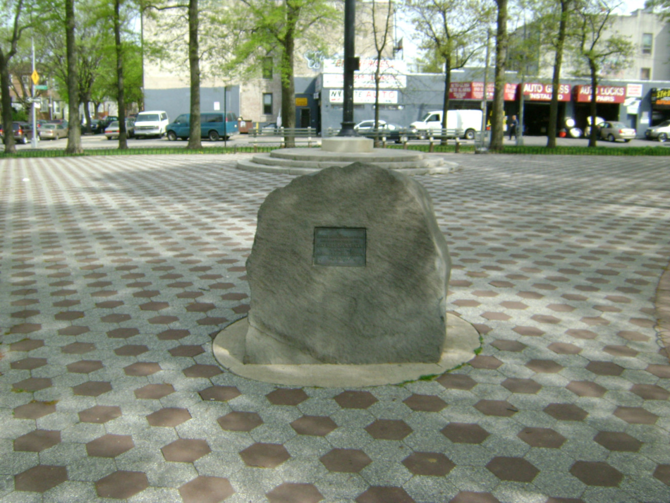 Tablet on natural boulder