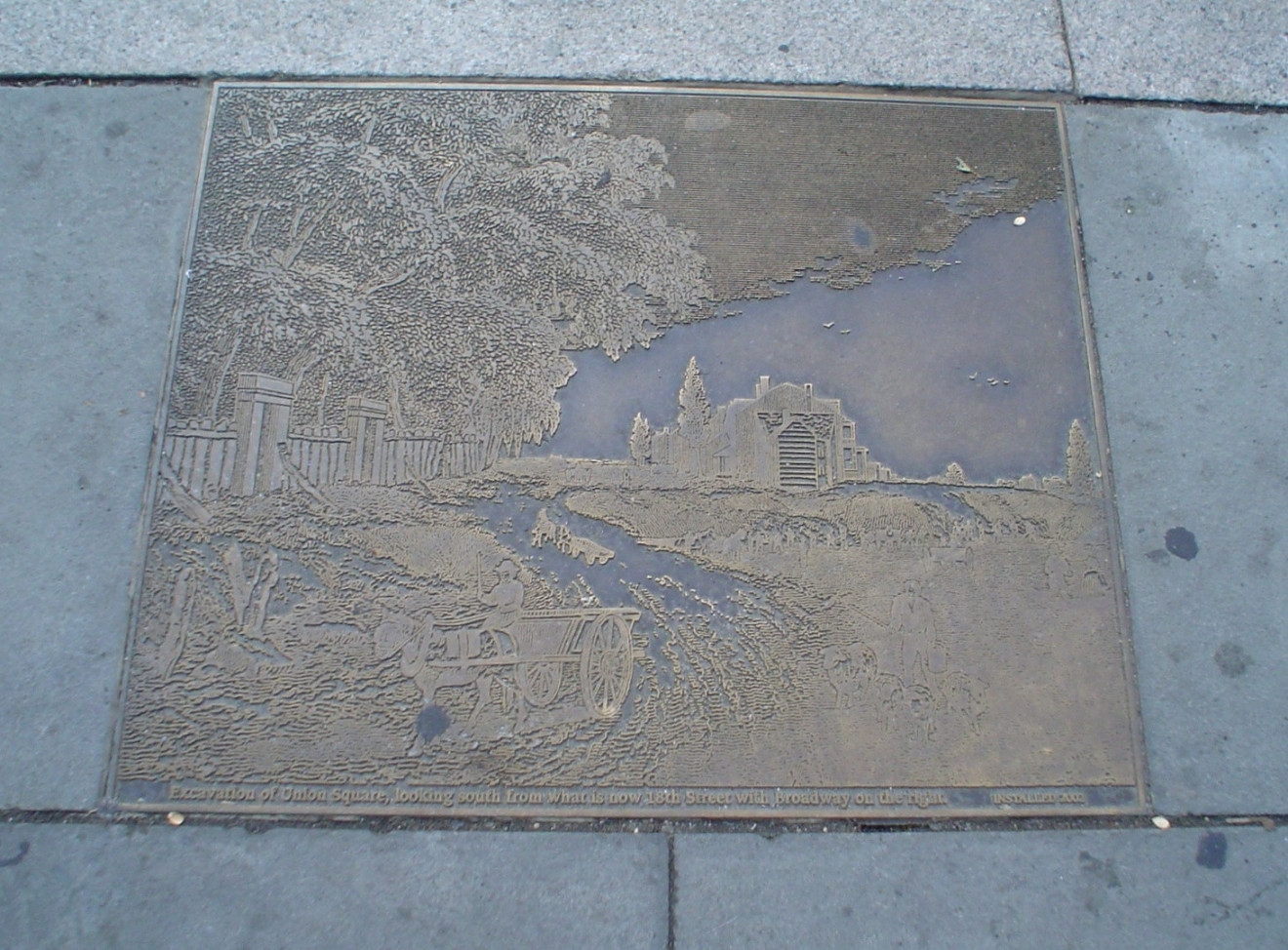 A series of 22 plaques set into the sidewalks surrounding park