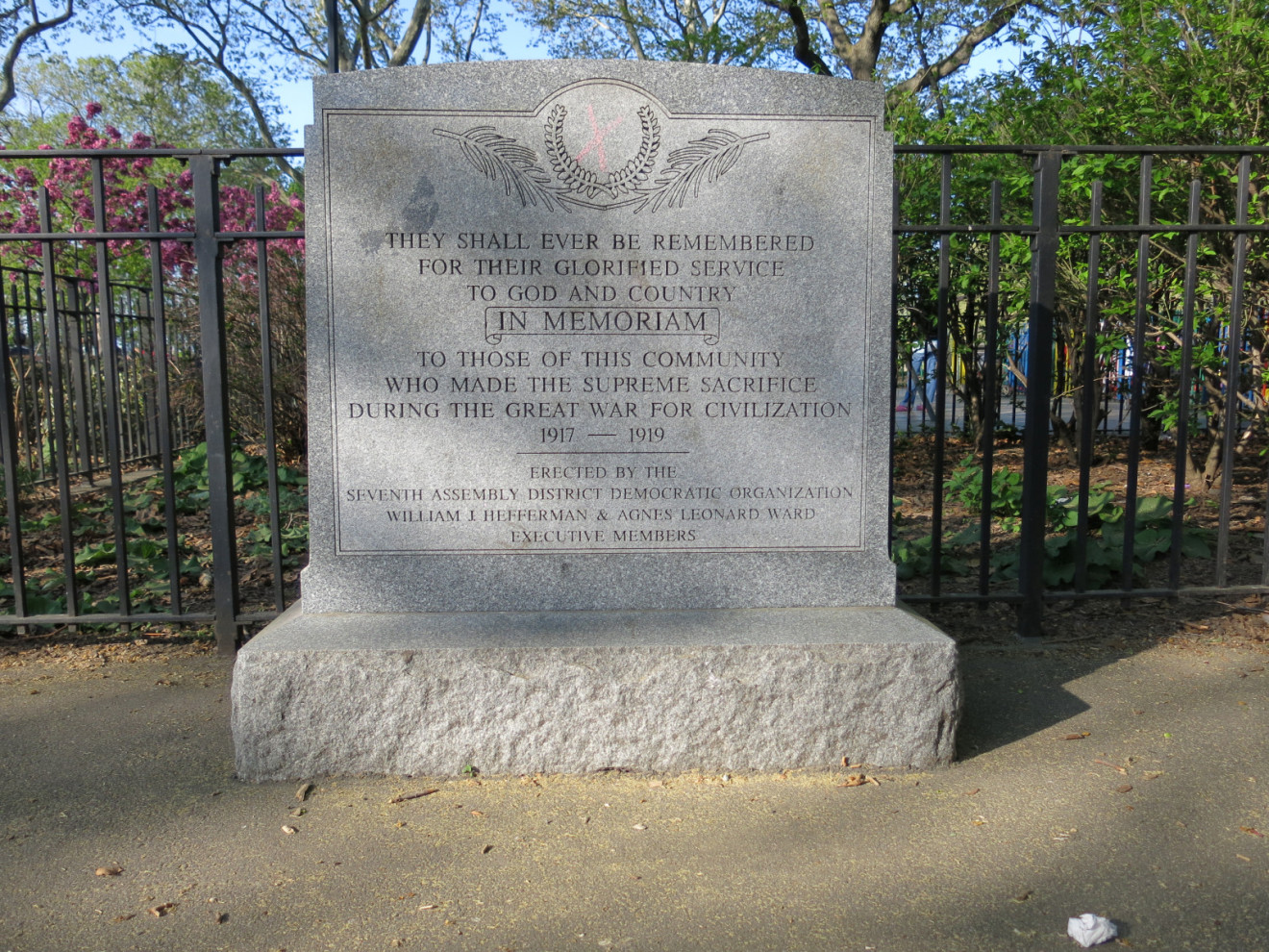 Inscribed granite marker