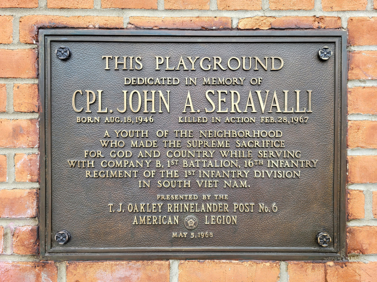 Corporal John A. Servalli Tablet, 2023, NYC Parks