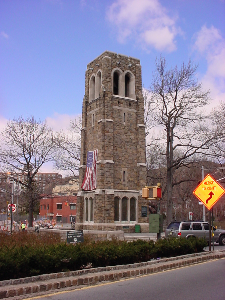 Belfrey tower and terrace; honor rolls