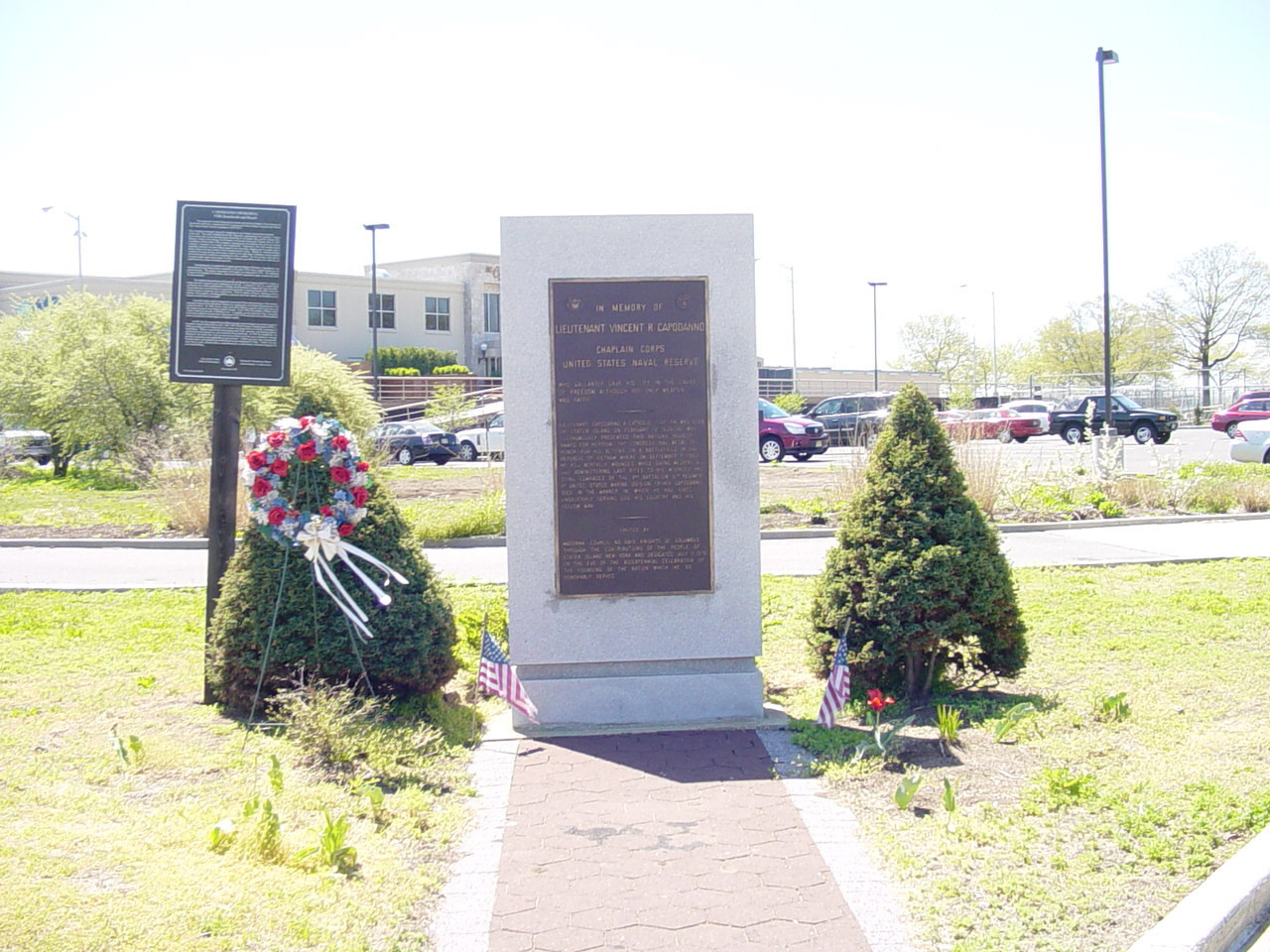 Tablet recessed in granite stele