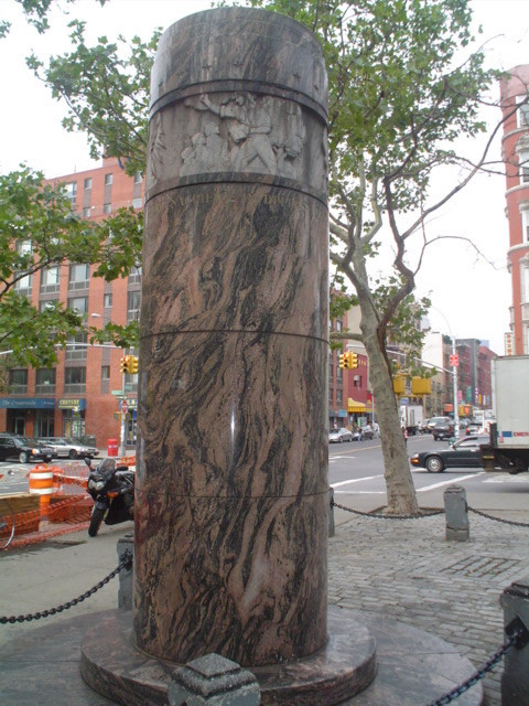 Cylindrical bas relief stele, incised letters