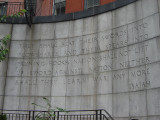 Staircase with curved wall, incised letters