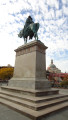 Equestrian figure on pedestal, tablet