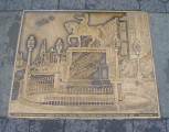 A series of 22 plaques set into the sidewalks surrounding park