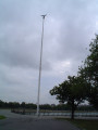 2 flagstaffs, eagle finials on base