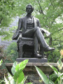 Portrait statue on pedestal