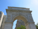 Triumphal arch, with two eagles, spandrel figures, two pier sculptures