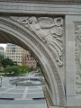 Triumphal arch, with two eagles, spandrel figures, two pier sculptures