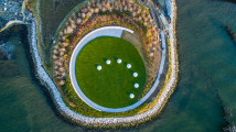 seven cast concrete domes representing the phases of the moon