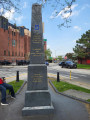 Obelisk (in 3 sections) with engraved and painted inscriptions