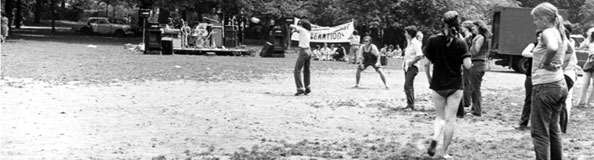 Lesbian gathering at a gay pride rally in Central Park, July 1970.