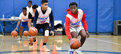 kids practice drills while on a basketball team