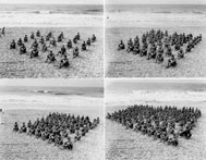 Rockaway Beach Lifeguards; four group views illustrating attendance population density, 1946. Credit: New York City Parks Photo Archive, neg. 24839, 24841, 24842, 24843-1.