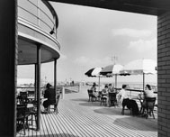 Food Concession Patio at 106th Street, Rockaway Beach, Queens, circa 1940. Credit: New York City Parks Photo Archive, neg. 19119-2.