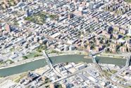 An aerial view of East Harlem's bridges and waterways.