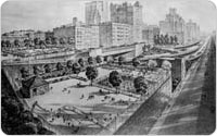 Rendering of Brooklyn Promenade, Brooklyn Queens Expressway, Middagh and Squibb Playgrounds, April 4, 1952, New York City Parks & Recreation Map File