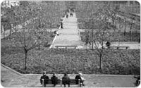 Bryant Park, View East at 42nd St from El platform, 1935, New York City Parks Photo Archive