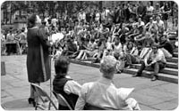 <em>Bryant Park, Poetry Reading at Season?s Opening</em>, 1969, New York City Parks Photo Archive