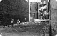 Lincoln Square Tenements, Children Playing in Empty Lot, circa 1956, New York City Parks Photo Archive