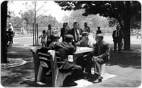 Men playing chess in Lincoln Terrace Park, July 10, 1940, New York City Parks Photo Archive