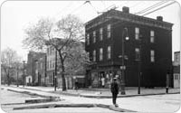 Properties on the corner of Bergen St and Troy Ave, prior to construction, c. 1950, New York City Parks Photo Archive