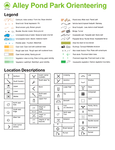 alley pond park orienteering legend and icon sheet