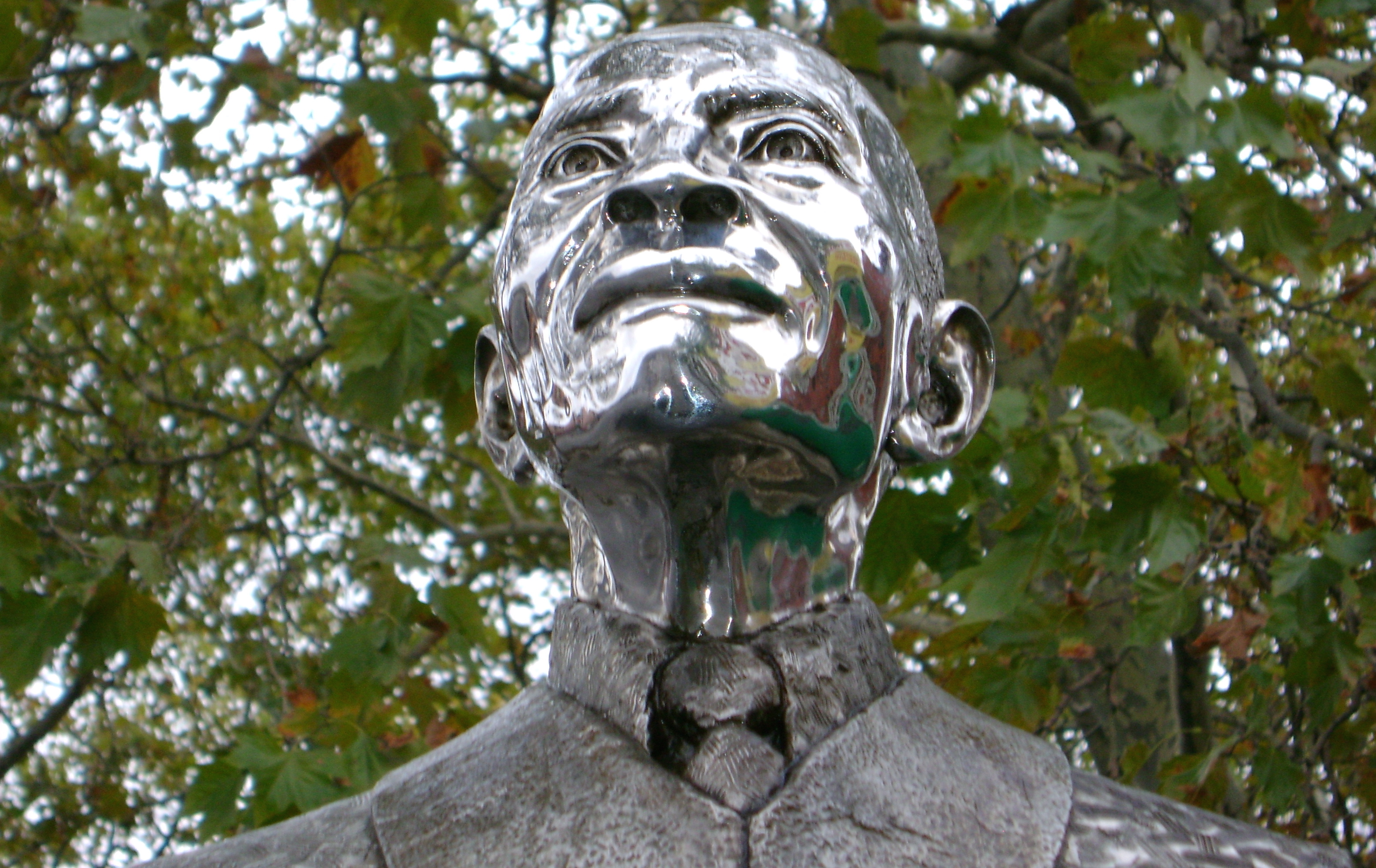 stainless steel bust of Reverend Benjamin Lowry