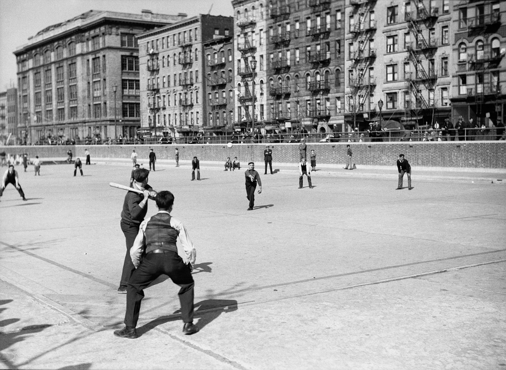 black and white archival image of a baseball game 