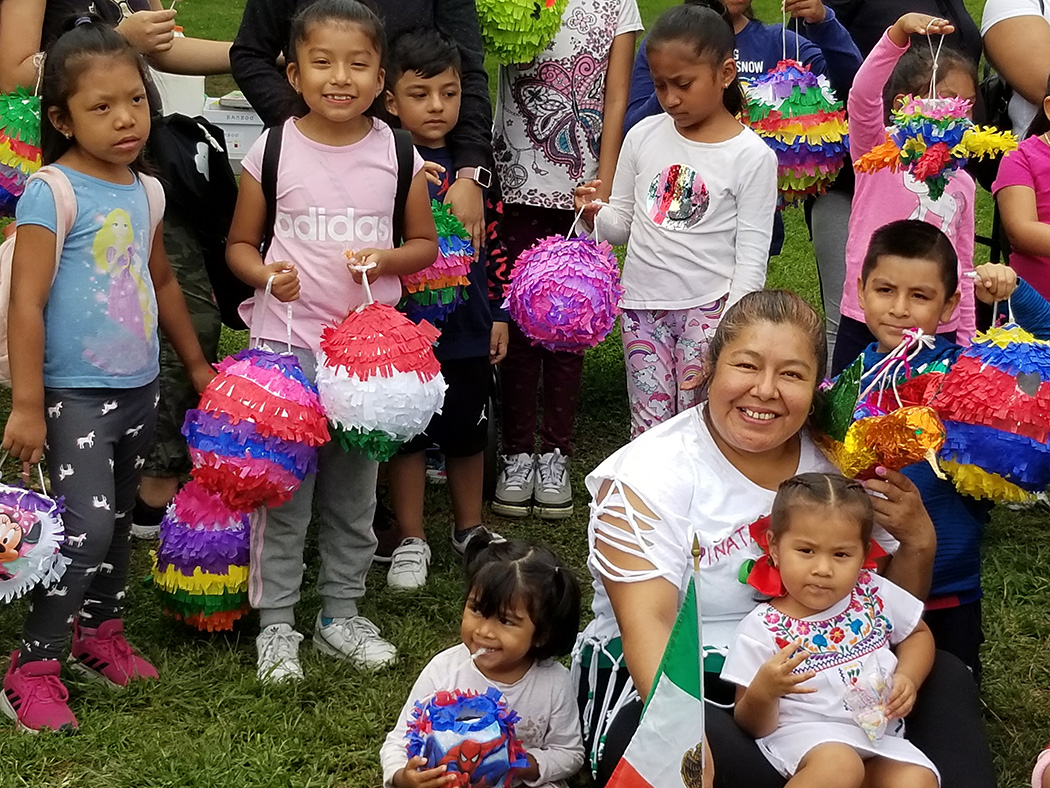 Kids pose for a photo at the event