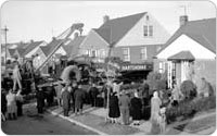 Relocation of a House, Clearview Expressway Easement, December 2, 1958, New York City Parks Photo Archive